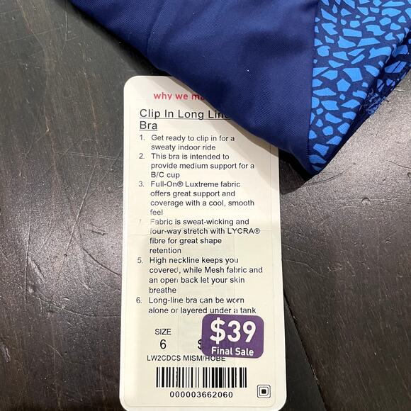 NEW Lululemon Clip-In Long Line Bra Hero Blue Women's Size 6 - Picture 3 of 4